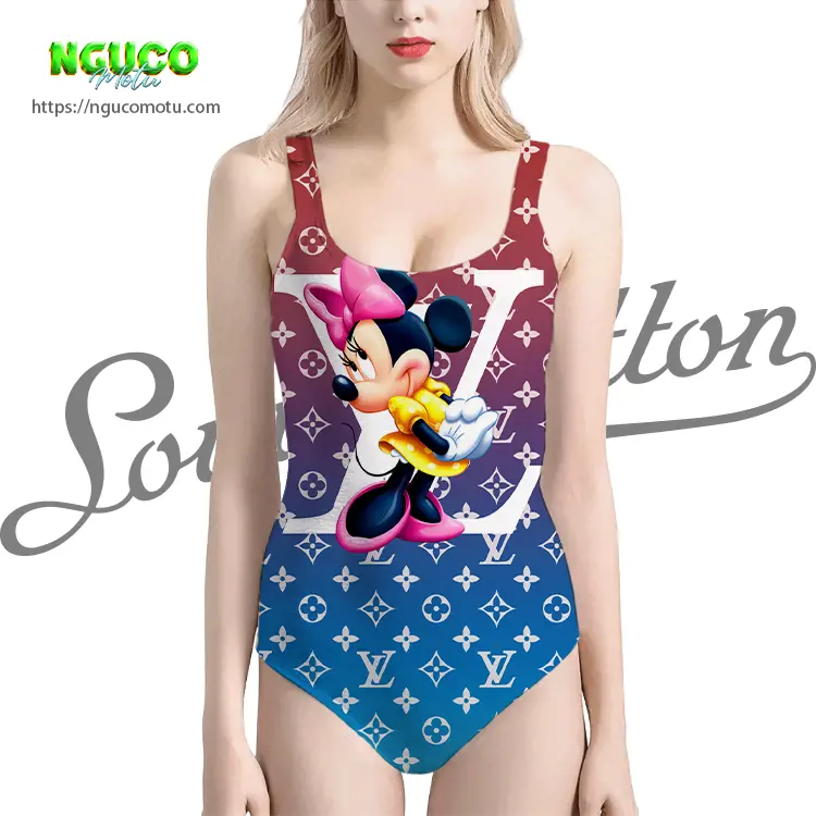 Lv feat minnie mouse cute swimsuit louis vuitton gift uninque for women